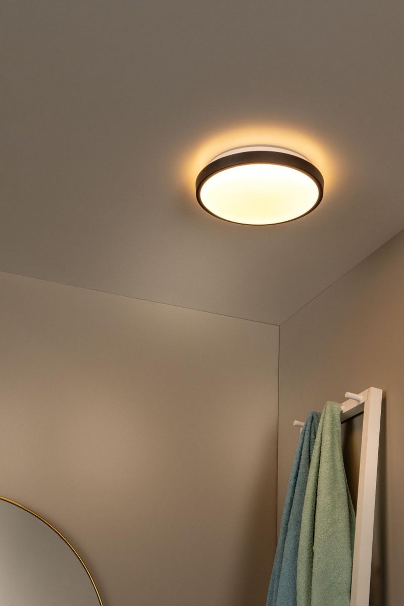 Lucide DASHER - Zapustené stropné svietidlo Kúpeľňa - Ø 29,3 cm - LED - 1x12W 2700K - IP44 - Čierna